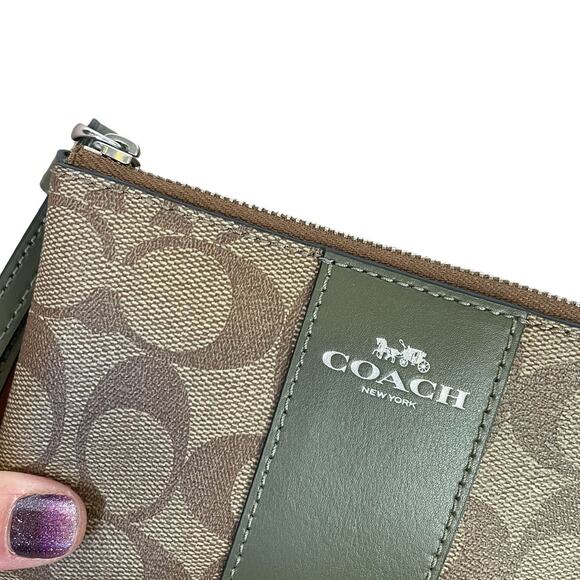 Coach | Women's Tan and Brown Monogram Wristlet - Picture 5 of 6